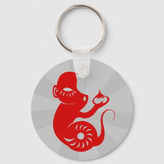 CHINESE ZODIAC PAPERCUT MONKEY ILLUSTRATION SLEUTELHANGER