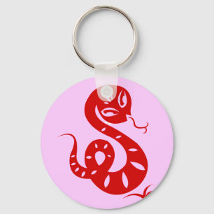 CHINESE ZODIAC PAPERCUT SNAKE ILLUSTRAAT SHIRT SLEUTELHANGER