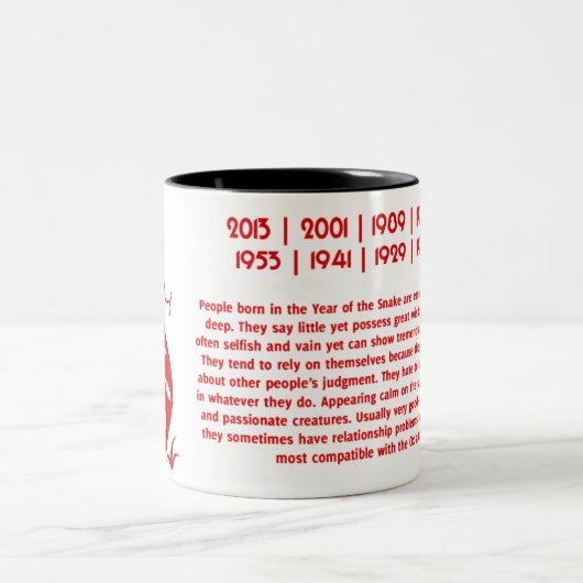 CHINESE ZODIAC PAPERCUT SNAKE ILLUSTRAAT TWEEKLEURIGE KOFFIEMOK (Center)