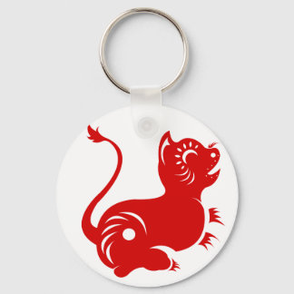 CHINESE ZODIAC PAPERCUT TIGER ILLUSTRAAT SLEUTELHANGER