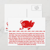 CHINESE ZODIAC PIG PAPERCUT ILLUSTRATIE BRIEFKAART (Voorkant / Achterkant)