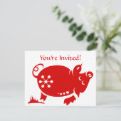 CHINESE ZODIAC PIG PAPERCUT ILLUSTRATIE KAART (Staand voorkant)