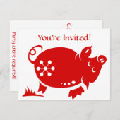 CHINESE ZODIAC PIG PAPERCUT ILLUSTRATIE KAART (Voorkant / Achterkant)