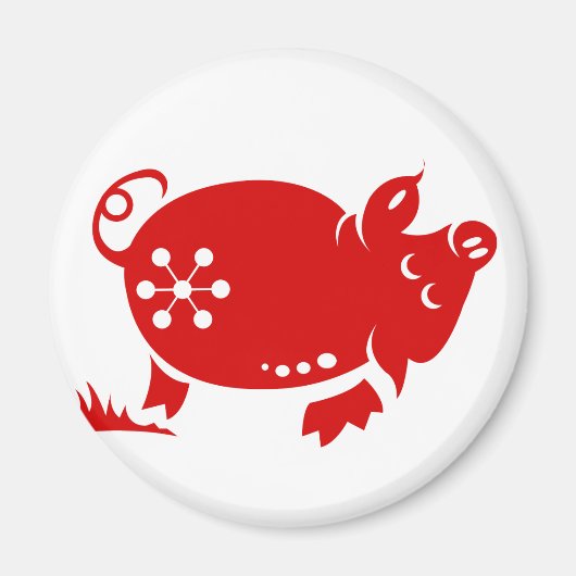 CHINESE ZODIAC PIG PAPERCUT ILLUSTRATIE MAGNEET (Voorkant)