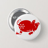 CHINESE ZODIAC PIG PAPERCUT ILLUSTRATIE RONDE BUTTON 5,7 CM (Voorkant /achterkant)