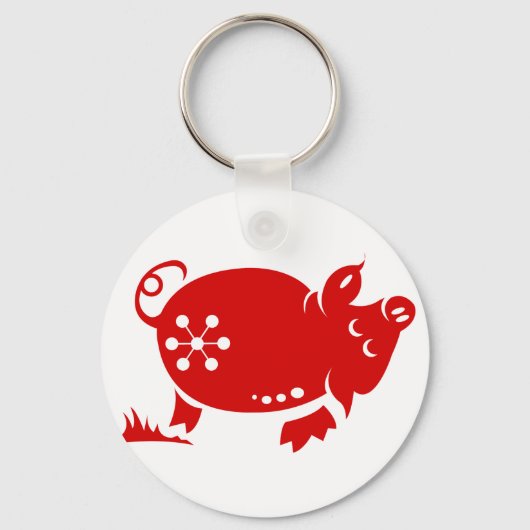 CHINESE ZODIAC PIG PAPERCUT ILLUSTRATIE SLEUTELHANGER (Voorkant)