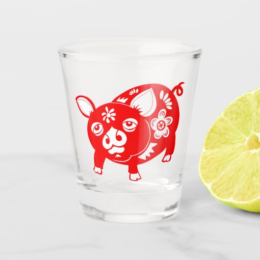 Chinese Zodiac Pig Shot Glas (Voorkant)