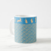 Chinese Zodiac Rabbit Blue Gold Mug Koffiemok (Voorkant links)