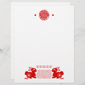CHINESE ZODIAC RABBIT PAPERCUT ILLUSTRATIE GEPERSONALISEERD BRIEFHOOFD (Voorkant / Achterkant)
