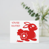 CHINESE ZODIAC RABBIT PAPERCUT ILLUSTRATIE KAART (Staand voorkant)