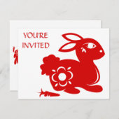 CHINESE ZODIAC RABBIT PAPERCUT ILLUSTRATIE KAART (Voorkant / Achterkant)