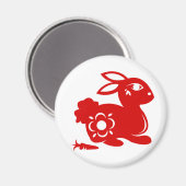 CHINESE ZODIAC RABBIT PAPERCUT ILLUSTRATIE MAGNEET (Voorkant / Achterkant)