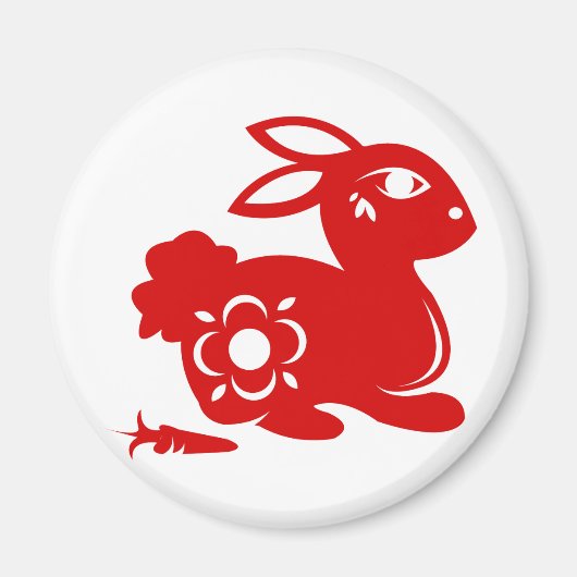 CHINESE ZODIAC RABBIT PAPERCUT ILLUSTRATIE MAGNEET (Voorkant)