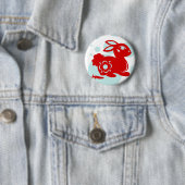 CHINESE ZODIAC RABBIT PAPERCUT ILLUSTRATIE RONDE BUTTON 5,7 CM (In situ)