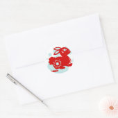 CHINESE ZODIAC RABBIT PAPERCUT ILLUSTRATIE RONDE STICKER (Envelop)