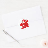 CHINESE ZODIAC RABBIT PAPERCUT ILLUSTRATIE RONDE STICKER (Envelop)