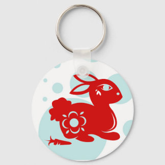 CHINESE ZODIAC RABBIT PAPERCUT ILLUSTRATIE SLEUTELHANGER