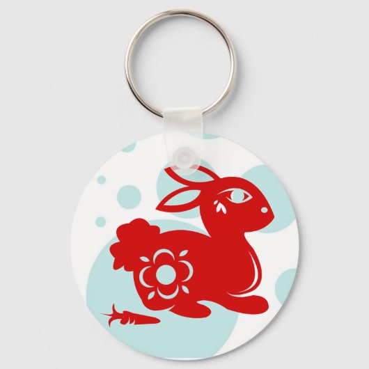 CHINESE ZODIAC RABBIT PAPERCUT ILLUSTRATIE SLEUTELHANGER (Voorkant)