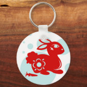 CHINESE ZODIAC RABBIT PAPERCUT ILLUSTRATIE SLEUTELHANGER (Voorkant)