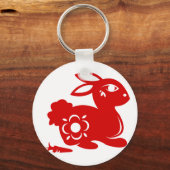 CHINESE ZODIAC RABBIT PAPERCUT ILLUSTRATIE SLEUTELHANGER (Voorkant)