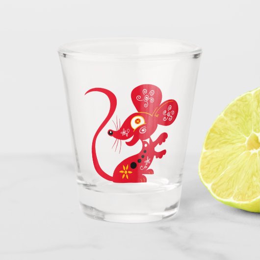 Chinese Zodiac Rat Shot Glas (Voorkant)