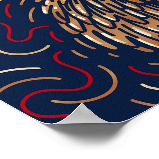 Chinese Zodiac Red Rooster | Digitale Zodiac-afdru Poster (Hoek)