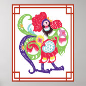 Chinese Zodiac Rooster Papercut Poster (Voorkant)
