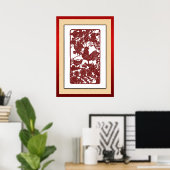 Chinese Zodiac Rooster Papercut Scene Poster (Thuiskantoor)