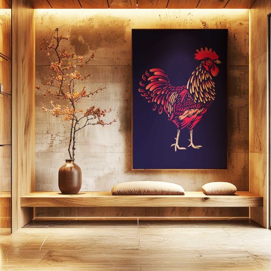 Chinese Zodiac Rooster Wall Art Print | Japandi 