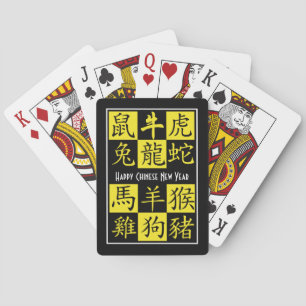 CHINESE ZODIAC   Sheng Xiao   新 年 快 乐   Chinees Pokerkaarten