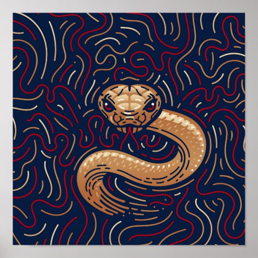 Chinese Zodiac Snake | Digitale Zodiac-afdrukken Poster (Voorkant)