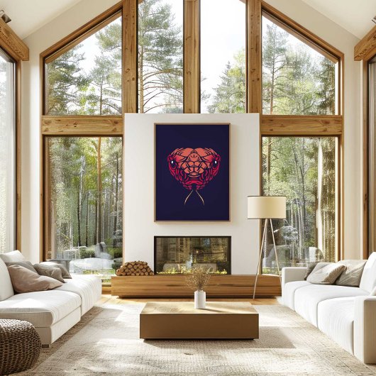 Chinese Zodiac Snake Wall Art Print Rustic Decor