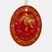 Chinese Zodiac Tiger Red/Gold ID542 Keramisch Ornament (Rechts)