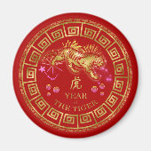 Chinese Zodiac Tiger Red/Gold ID542 Magneet (Voorkant)