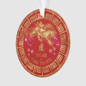 Chinese Zodiac Tiger Red/Gold ID542 Ornament (voorkant)