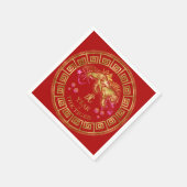 Chinese Zodiac Tiger Red/Gold ID542 Servet (Hoek)
