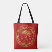 Chinese Zodiac Tiger Red/Gold ID542 Tote Bag (Achterkant)