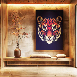 Chinese Zodiac Tijger Muur Kunstprint Japandi Deco Canvas Afdruk