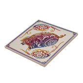 Chinese Zodiac Varken Papier Snijden Patroon Folk Tegeltje (Zijkant)