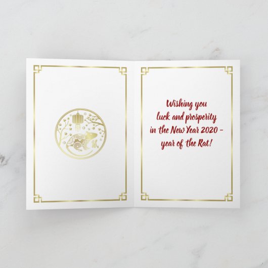 Chinese Zodiac Year of the Rat 2020 Kaart (Binnen)