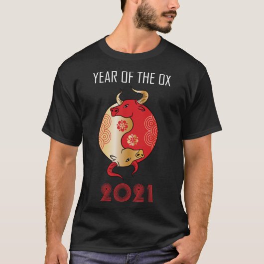 Chinese Zodiac Ying Yang Jaar van de os 2021 1 T-shirt (Voorkant)