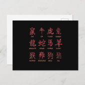 CHINESE ZODIACS BRIEFKAART (Voorkant / Achterkant)