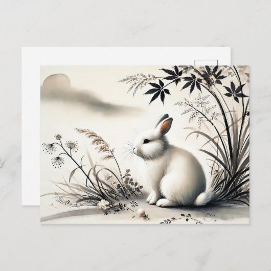 Chinese zodiak inkt van Serene Haas Rustend Onder Feestdagenkaart (Voorkant / Achterkant)