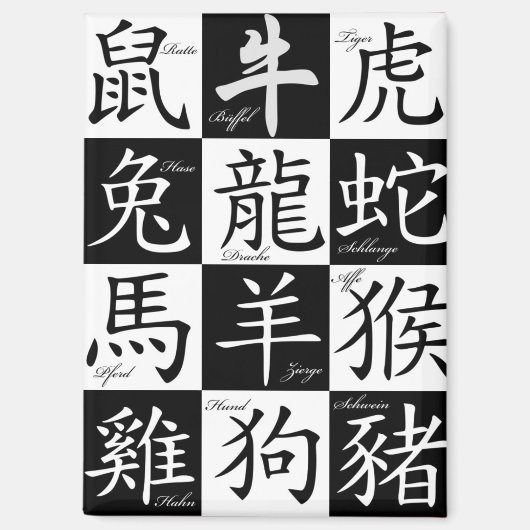 Chinese zodiak magneet (Voorkant)