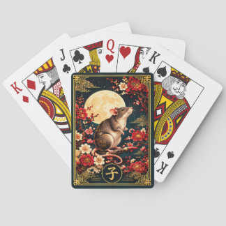 Chinese Zodiak Rat met Gouden Maan Speelkaarten