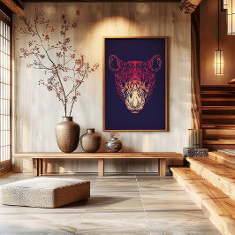 Chinese Zodiak Rat Muur Kunstprint | Japandi Decor Canvas Afdruk