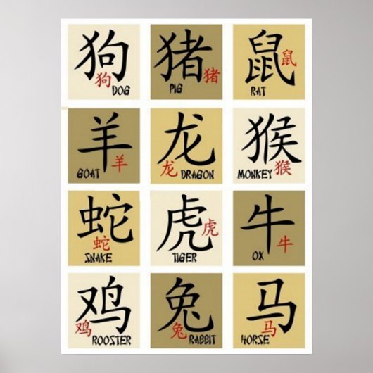 Chinese Zodic Signs Poster (Voorkant)