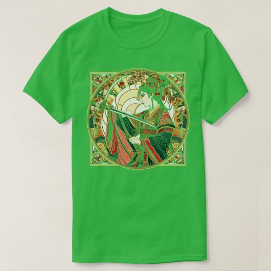 Chinese zwaardvechter Art Deco Mucha MashUp T-shirt (Design voorkant)