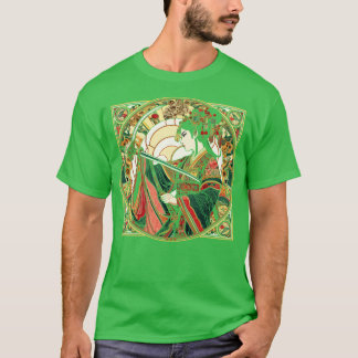 Chinese zwaardvechter Art Deco Mucha MashUp T-shirt