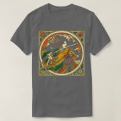 Chinese zwaardvechter in een Mucha Art Nouveau-sti T-shirt (Design voorkant)